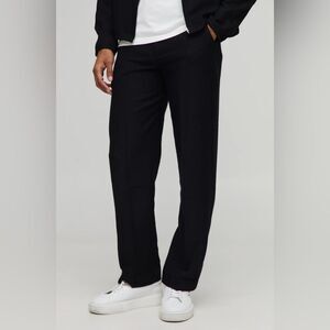 boohooMAN Relaxed Fixed Waist Trouser Black Size 36 NWT IN PACKAGE